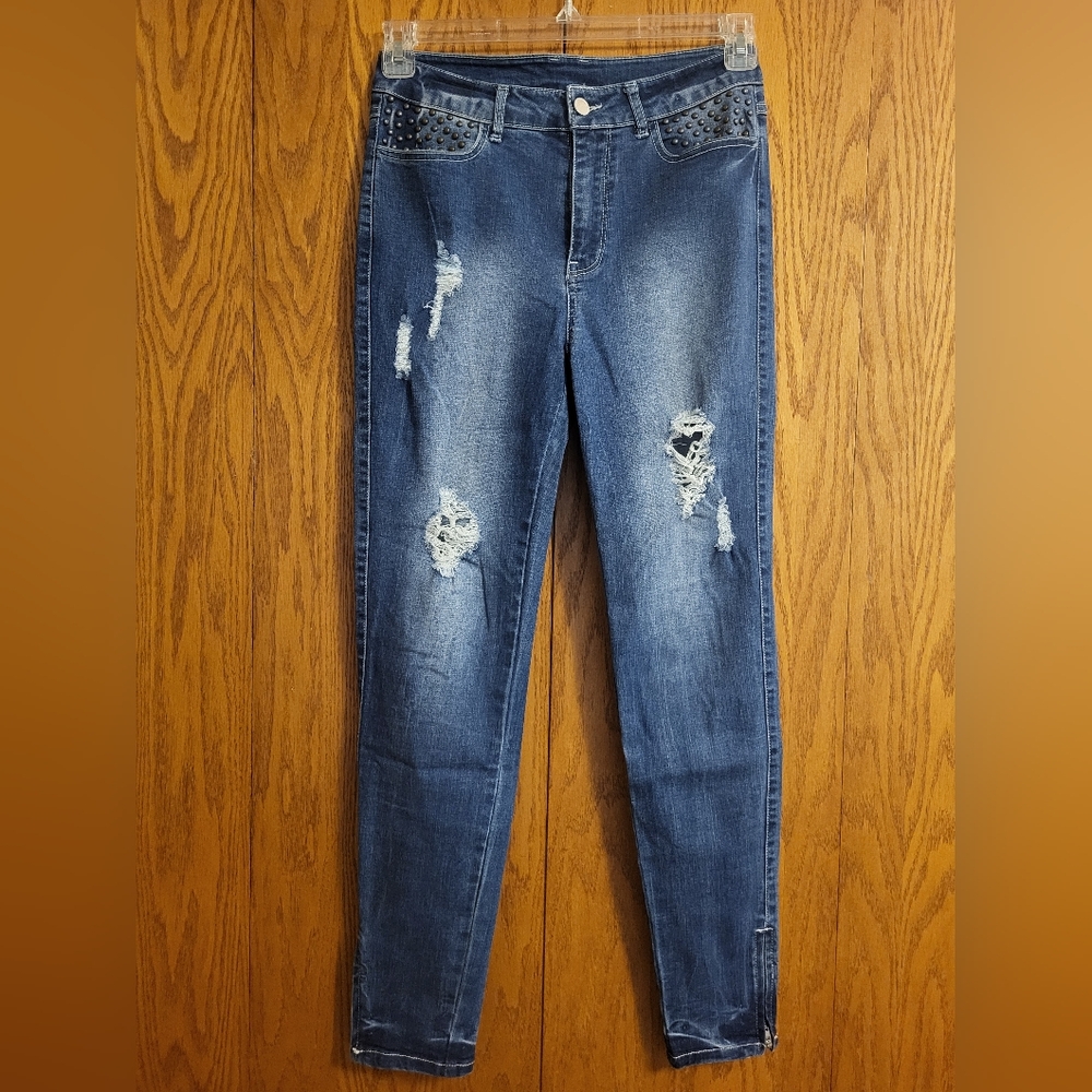 Philosophy Republic Clothing Embellished Distressed Skinny Jeans Size 8